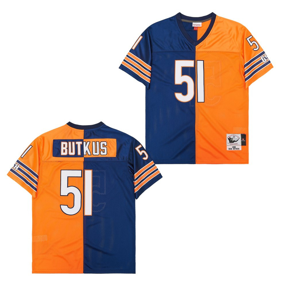 Dick Butkus 51 Chicago Bears Two-Toned Retro Throwback Men Jersey - Orange/Navy JS4780 nicesnker