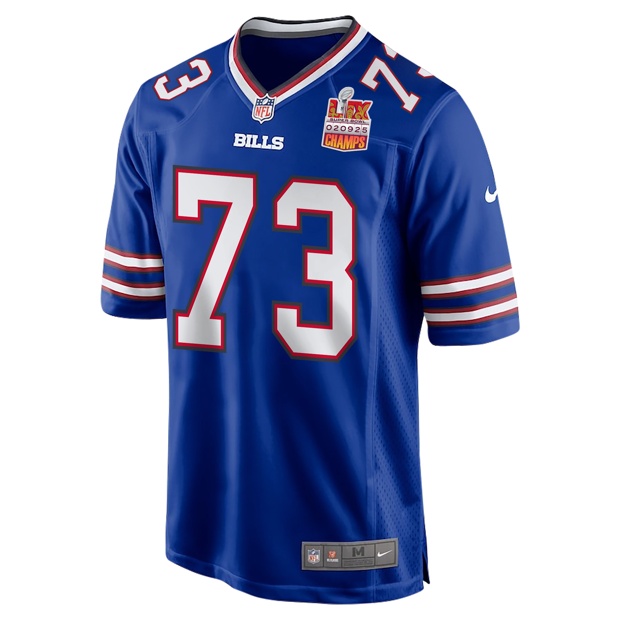 Dion Dawkins 73 Buffalo Bills Super Bowl LIX Champions Patch Game Men Jersey - Royal JS3631 nicesnker - Image 3