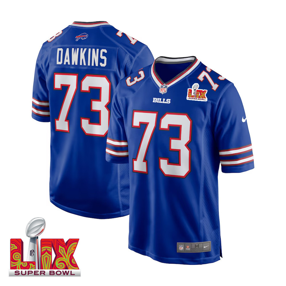 Dion Dawkins #73 Buffalo Bills Super Bowl LIX Jersey - Men's - Royal JS9127 nicesnker