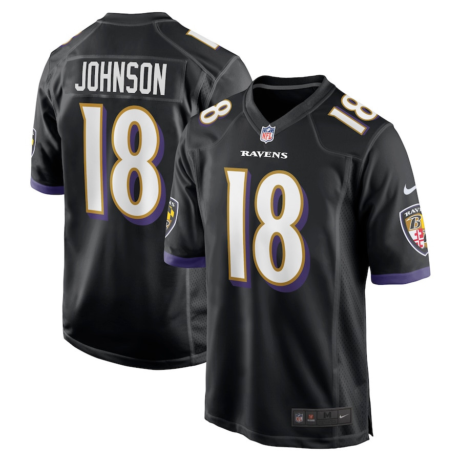 Diontae Johnson 18 Baltimore Ravens Alternate Player Game Men Jersey - Black JS1559 nicesnker