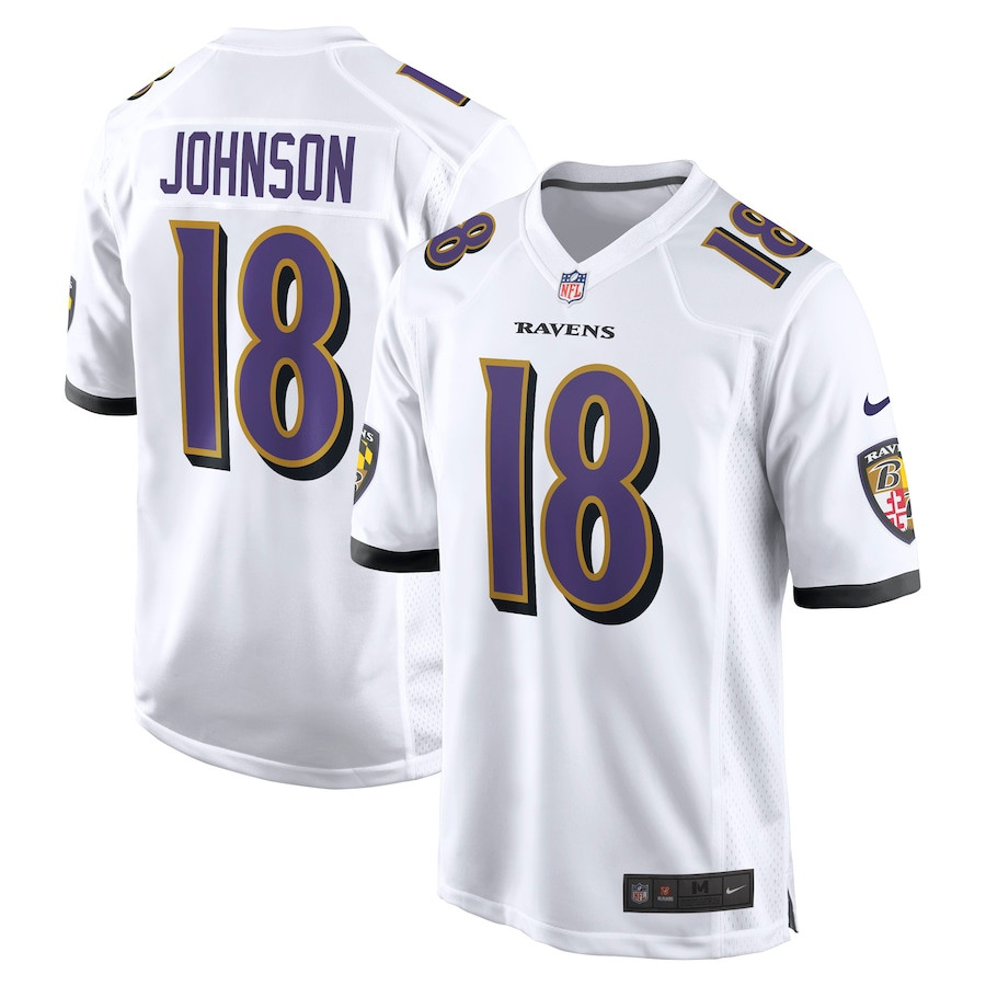 Diontae Johnson 18 Baltimore Ravens Player Game Men Jersey - White JS8532 nicesnker