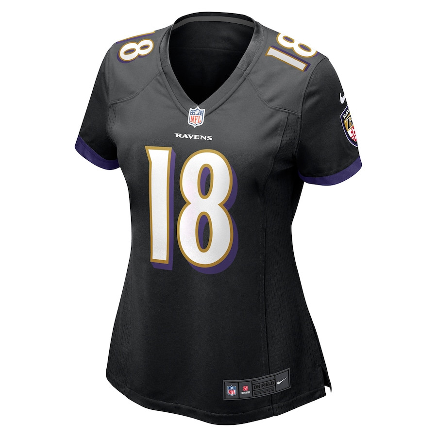Alternative view of Diontae Johnson 18 Baltimore Ravens Women's Alternate Player Game Jersey - Black JS6240 nicesnker