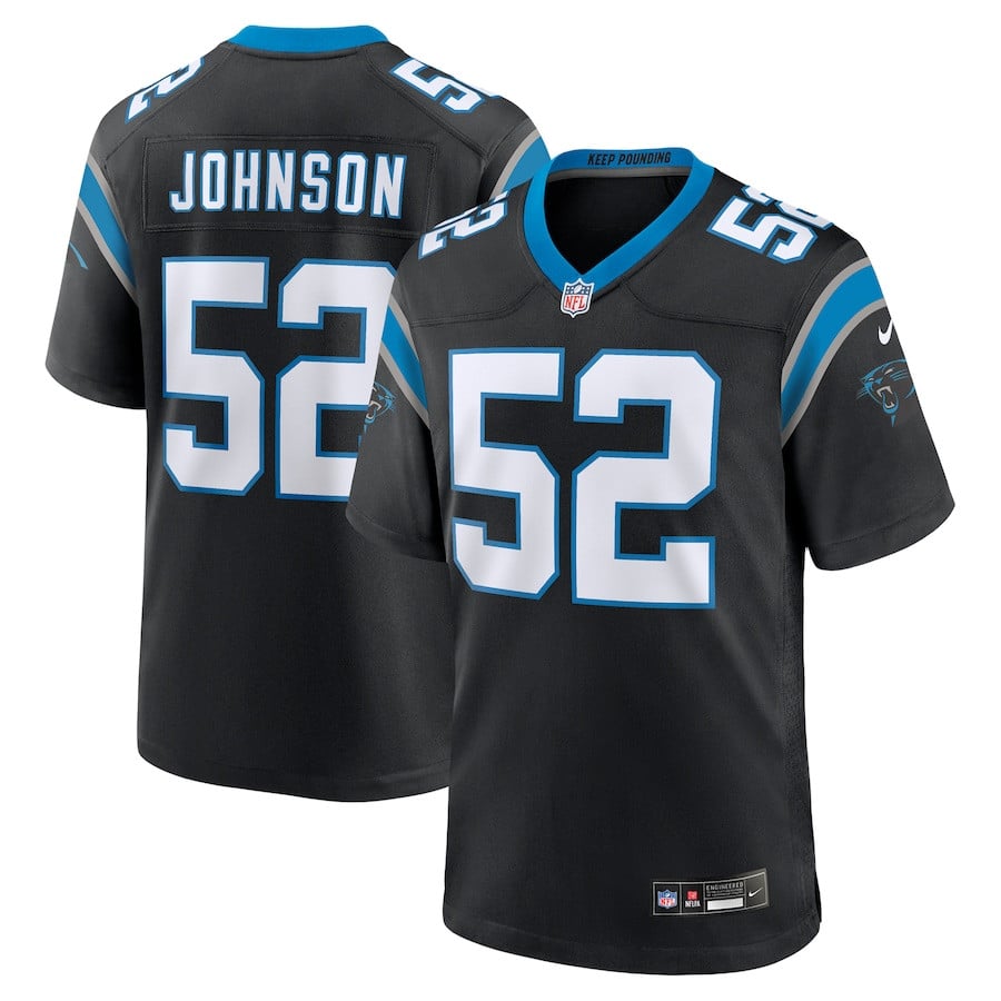 DJ Johnson 52 Carolina Panthers Game Men Jersey - Black JS2533 nicesnker