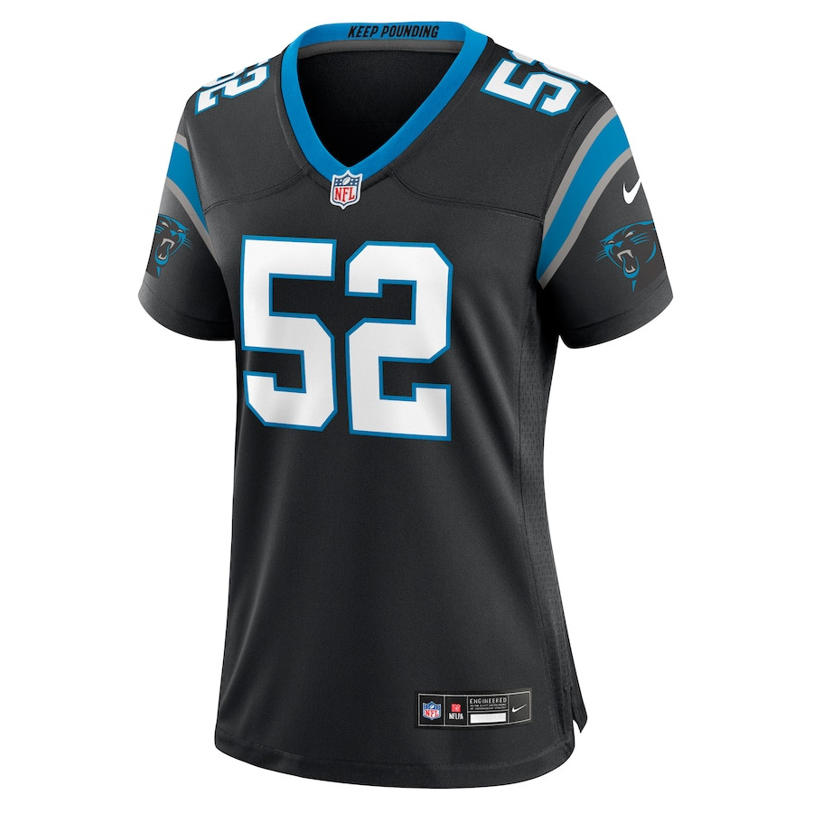 Alternative view of DJ Johnson 52 Carolina Panthers Women's Game Jersey - Black JS9583 nicesnker