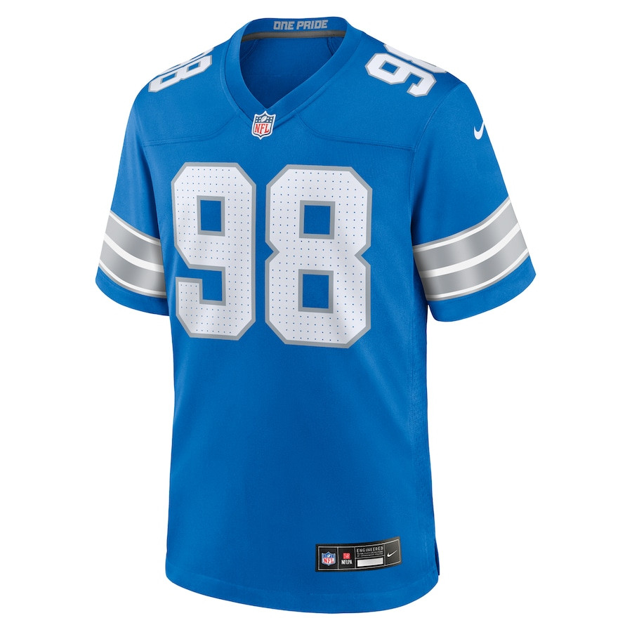 Alternative view of D.J. Reader 98 Detroit Lions Team Game Men Jersey - Blue JS6462 nicesnker
