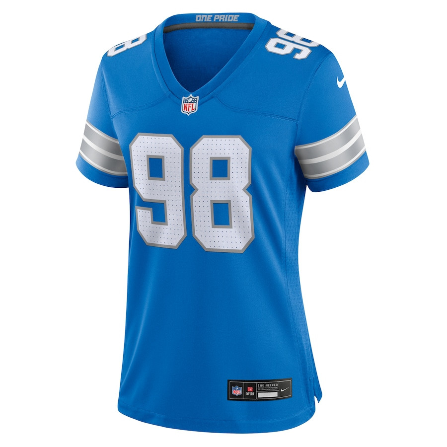 Alternative view of D.J. Reader 98 Detroit Lions Women Team Game Jersey - Blue JS8071 nicesnker