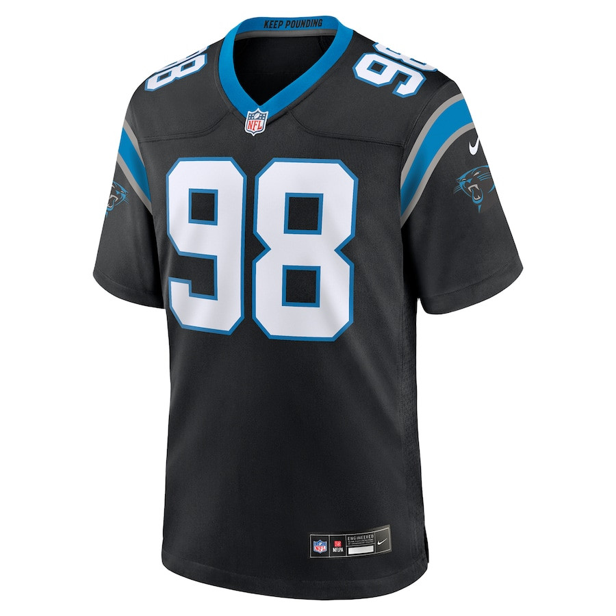 Alternative view of D.J. Wonnum 98 Carolina Panthers Game Men Jersey - Black JS9678 nicesnker