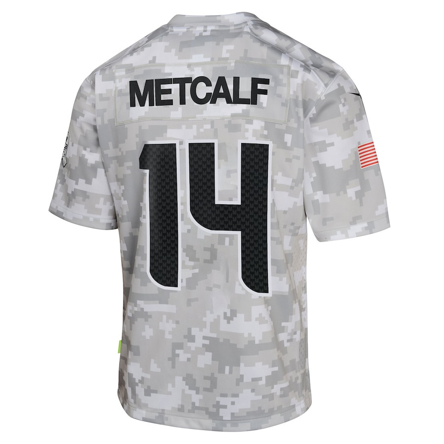 DK Metcalf 14 Seattle Seahawks 2024 Salute to Service Game YOUTH Jersey - Arctic Camo JS8417 nicesnker - Image 3