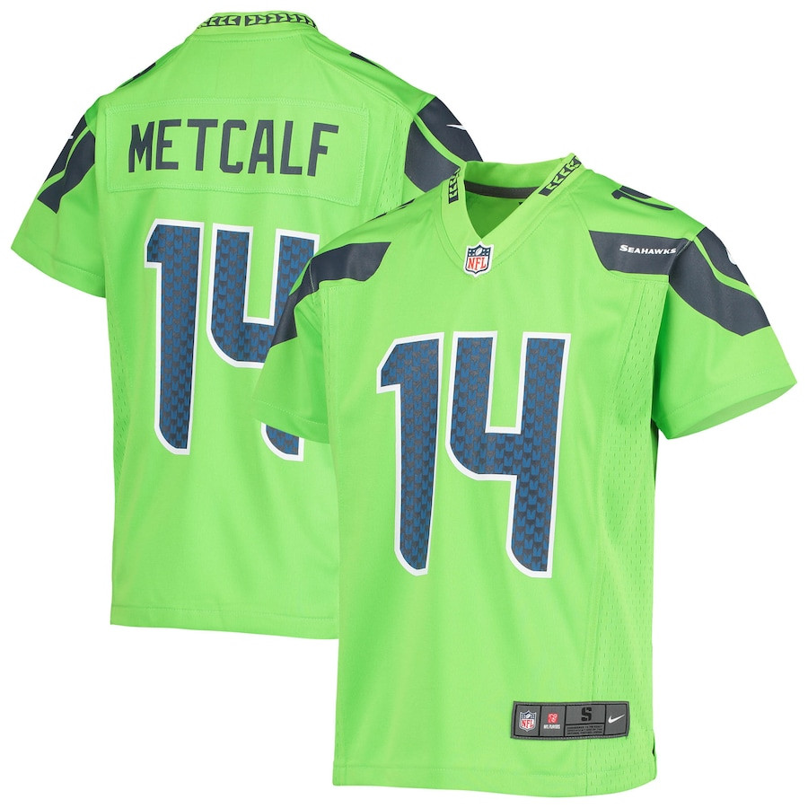 DK Metcalf 14 Seattle Seahawks YOUTH Game Jersey - Neon Green JS3341 nicesnker