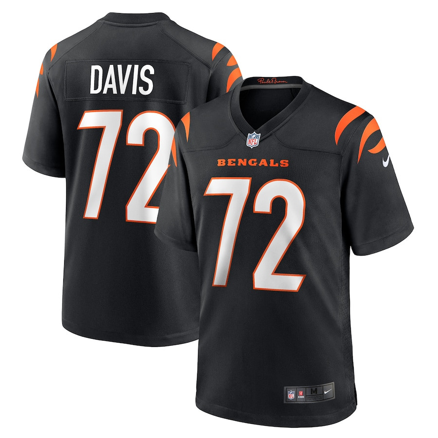 Domenique Davis 72 Cincinnati Bengals Team Game Men Jersey - Black JS8376 nicesnker