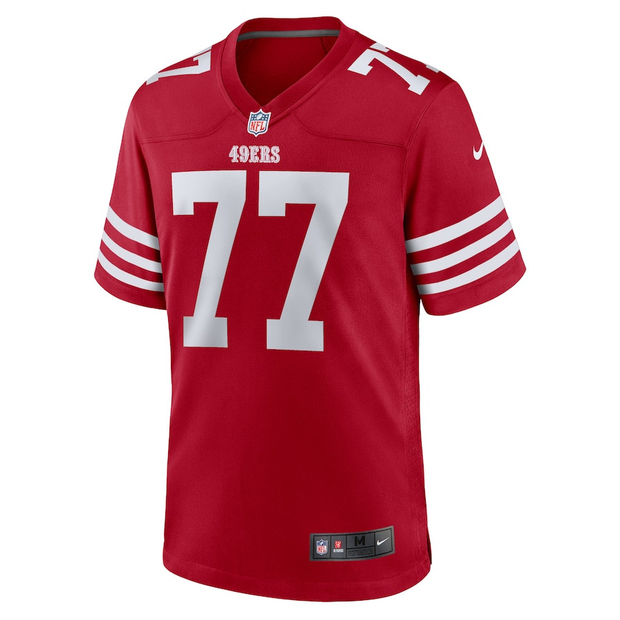 Alternative view of Dominick Puni 77 San Francisco 49ers Team Game Men Jersey - Scarlet JS5837 nicesnker