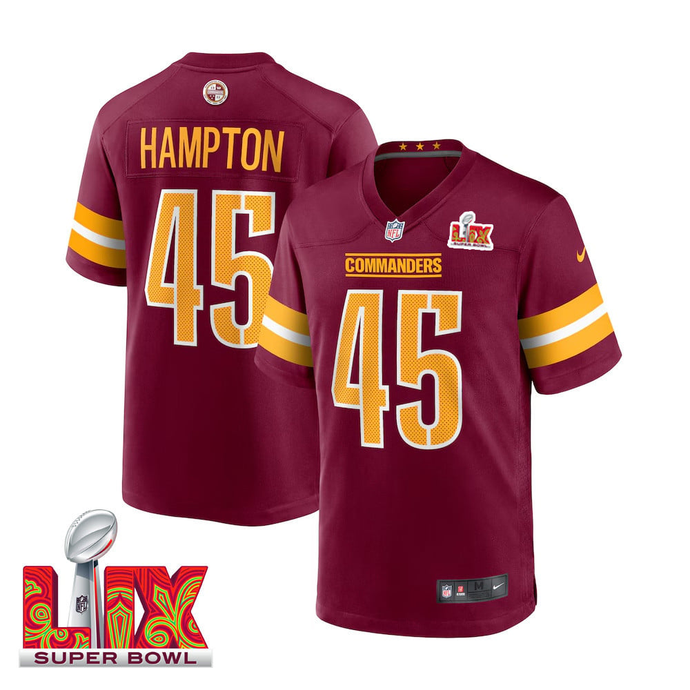 Dominique Hampton #45 Washington Commanders Super Bowl LIX Jersey - Men's - Burgundy JS6992 nicesnker