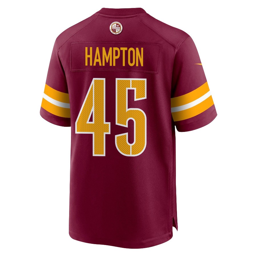 Alternative view of Dominique Hampton 45 Washington Commanders Super Bowl LIX New Orleans Patch Game Men Jersey - Burgundy JS3990 nicesnker