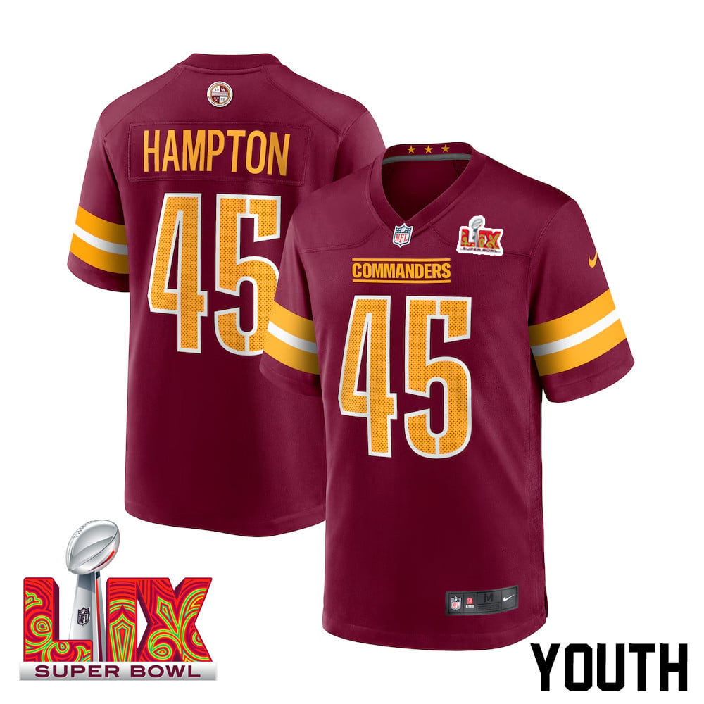Dominique Hampton #45 Washington Commanders Super Bowl LIX Youth Jersey - Burgundy JS8928 nicesnker
