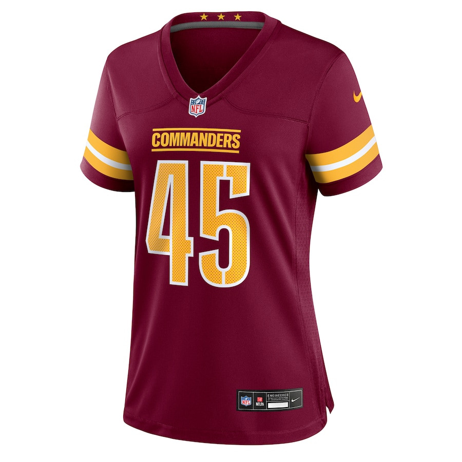 Alternative view of Dominique Hampton 45 Washington Commanders Women's Game Jersey - Burgundy JS8734 nicesnker