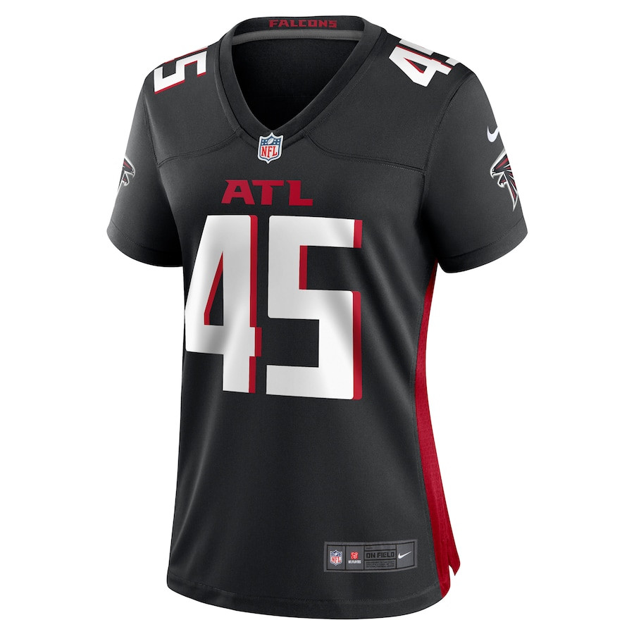 Alternative view of Donavan Mutin 45 Atlanta Falcons Game Women Jersey - Black JS1998 nicesnker