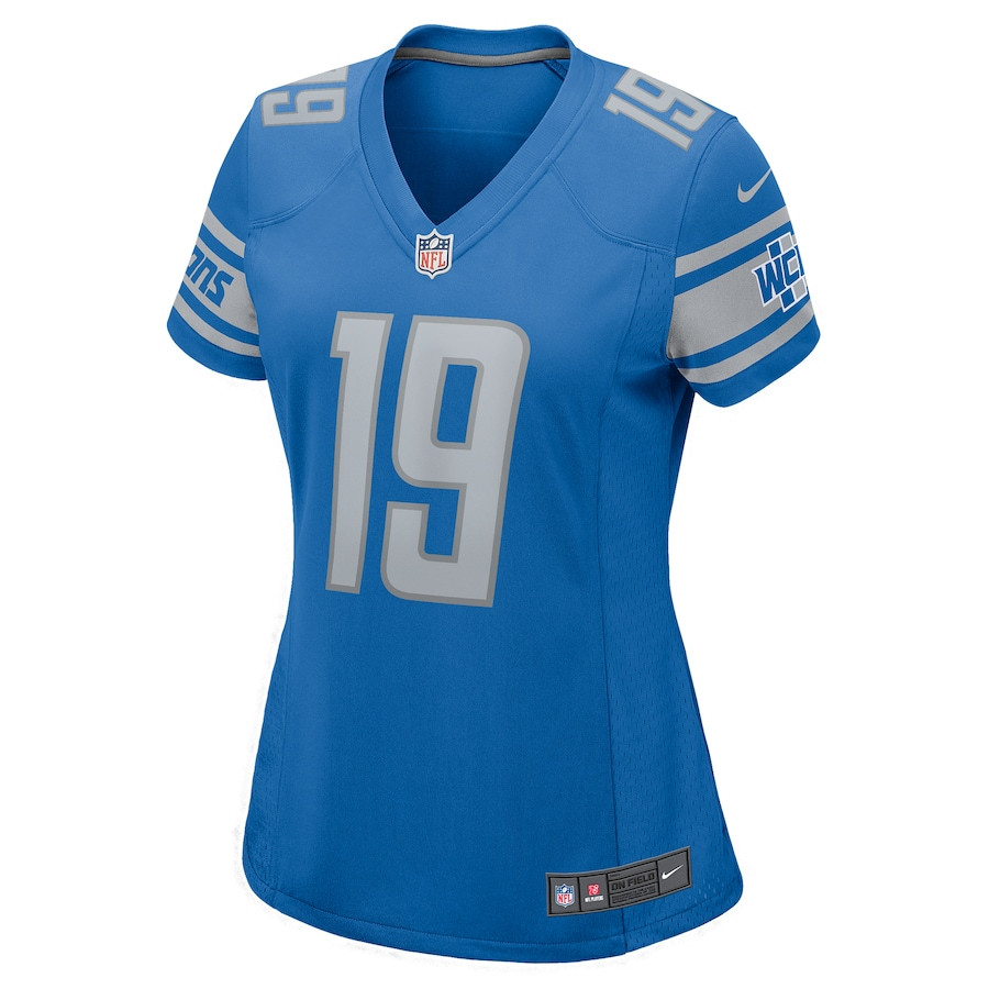 Alternative view of Donovan Peoples-Jones 19 Detroit Lions Game Women Jersey - Blue JS6944 nicesnker
