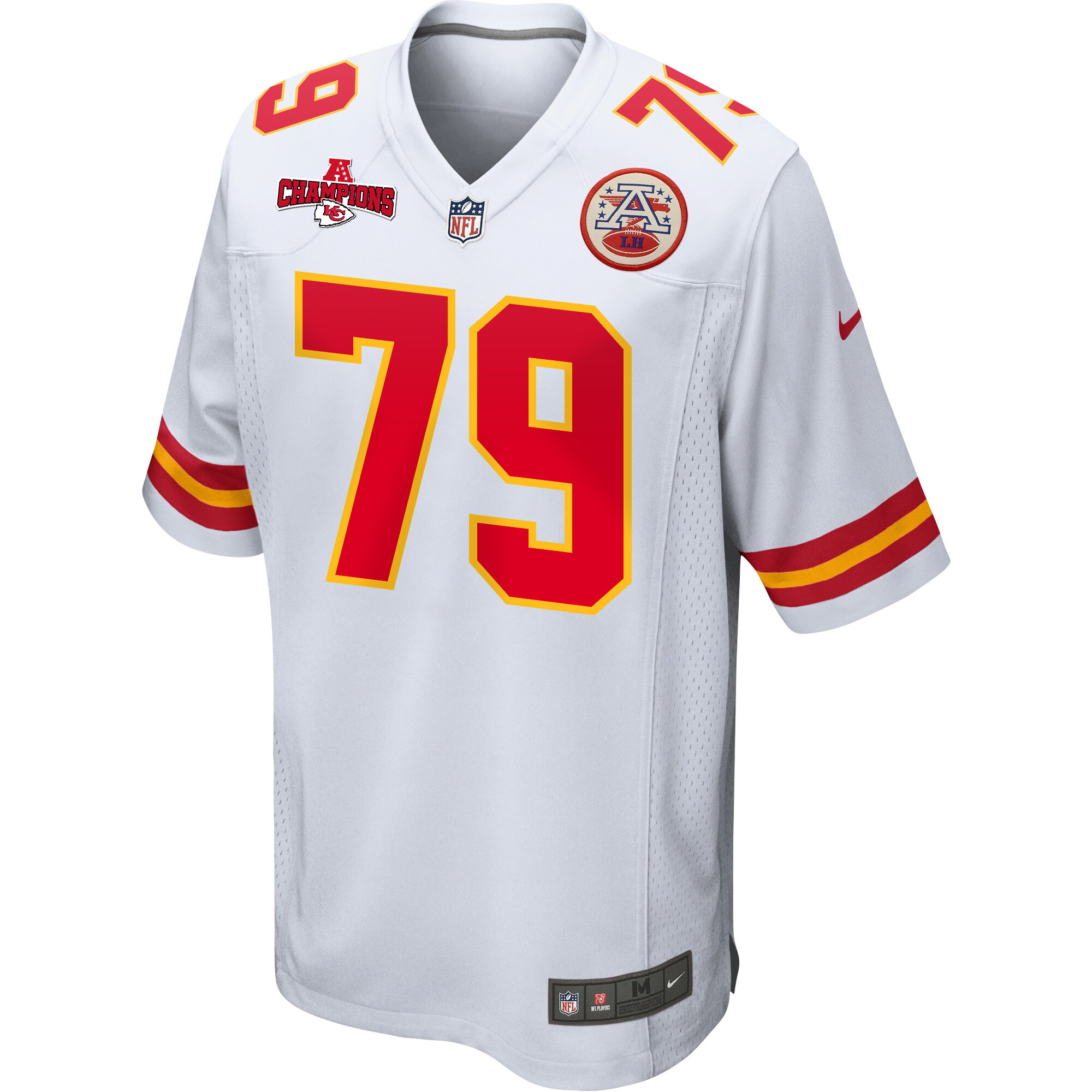 Alternative view of Donovan Smith 79 Kansas City Chiefs AFC Champions Patch Game Men Jersey - White JS8931 nicesnker