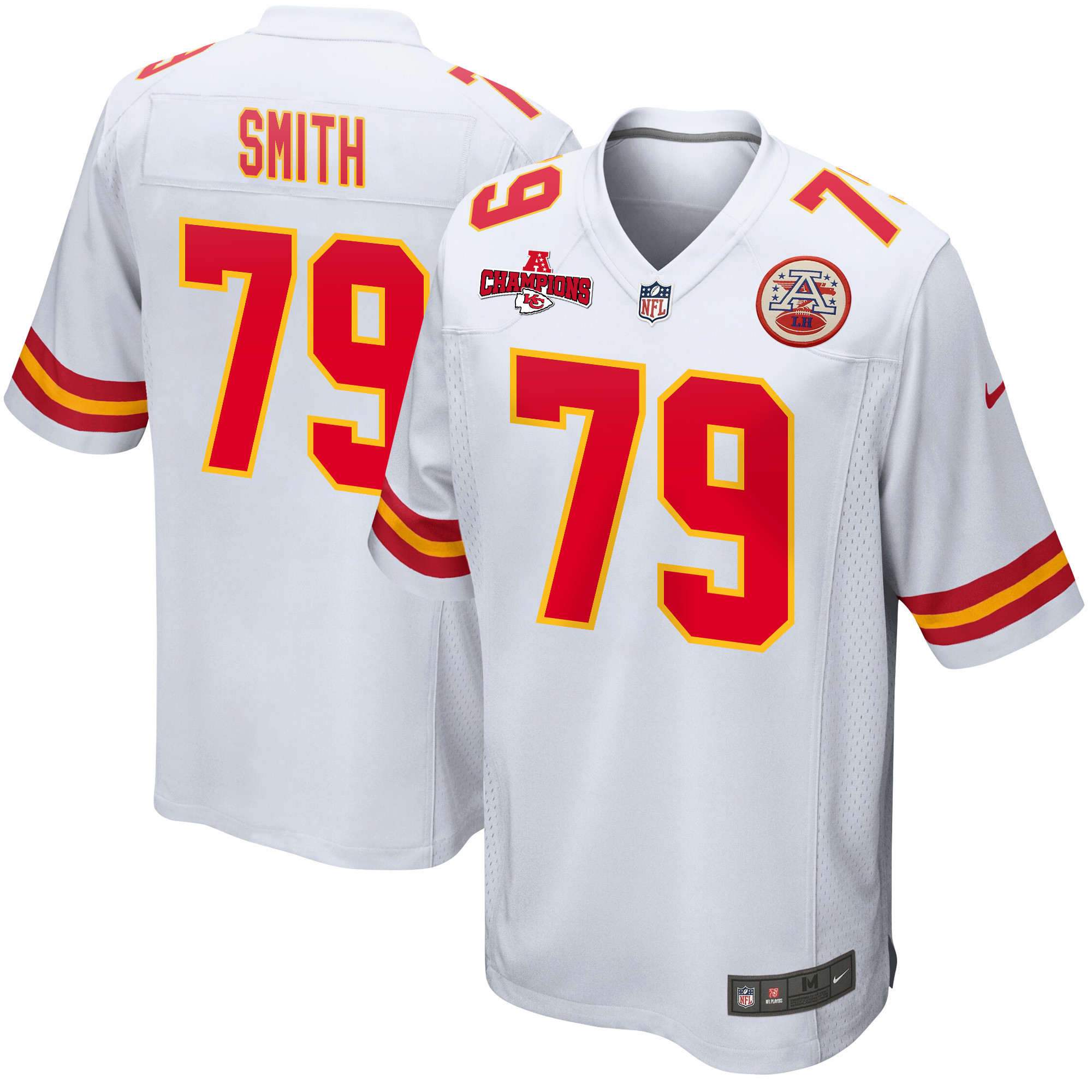 Donovan Smith 79 Kansas City Chiefs AFC Champions Patch Game Men Jersey - White JS8931 nicesnker