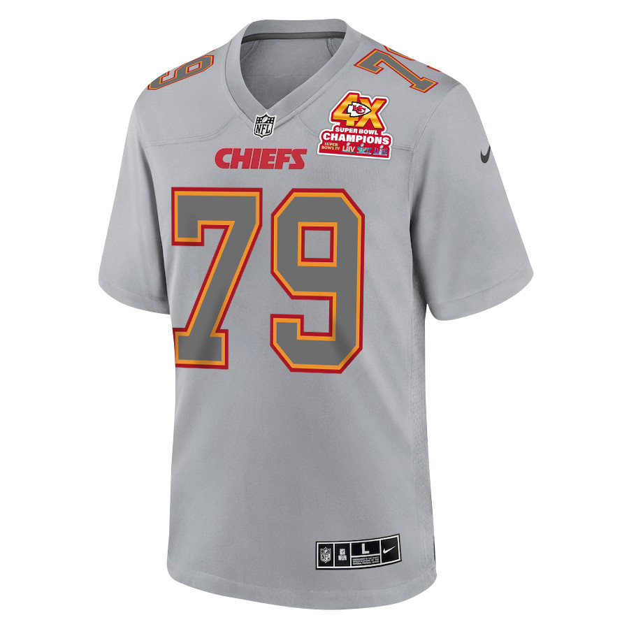 Alternative view of Donovan Smith 79 Kansas City Chiefs Super Bowl LVIII Champions 4X Atmosphere Fashion Game Men Jersey - Gray JS7205 nicesnker