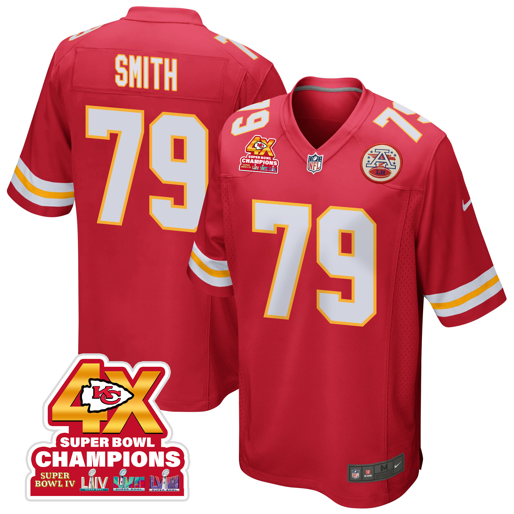 Donovan Smith 79 Kansas City Chiefs Super Bowl LVIII Champions 4X Game Men Jersey - Red JS7765 nicesnker