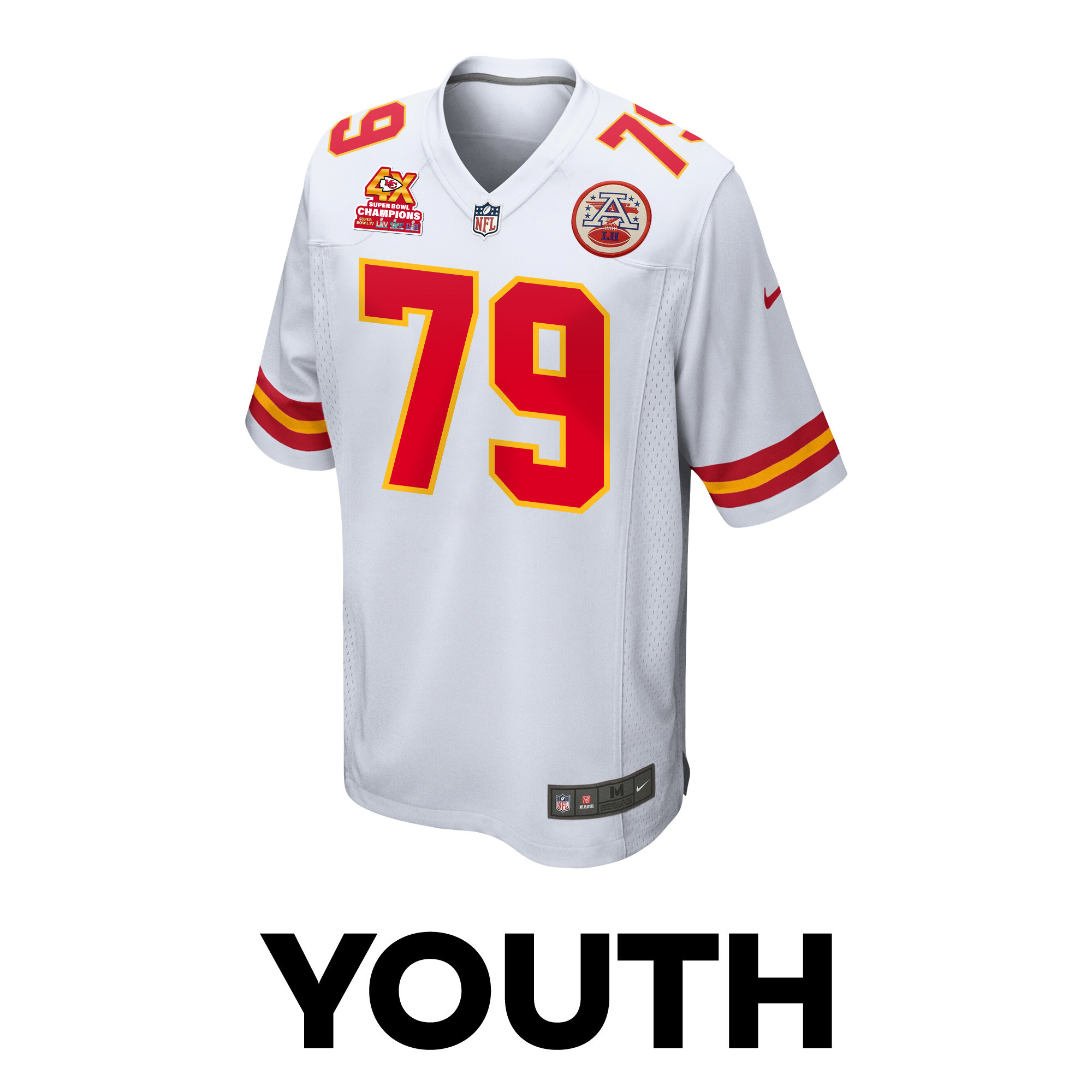 Alternative view of Donovan Smith 79 Kansas City Chiefs Super Bowl LVIII Champions 4X Game YOUTH Jersey - White JS3032 nicesnker