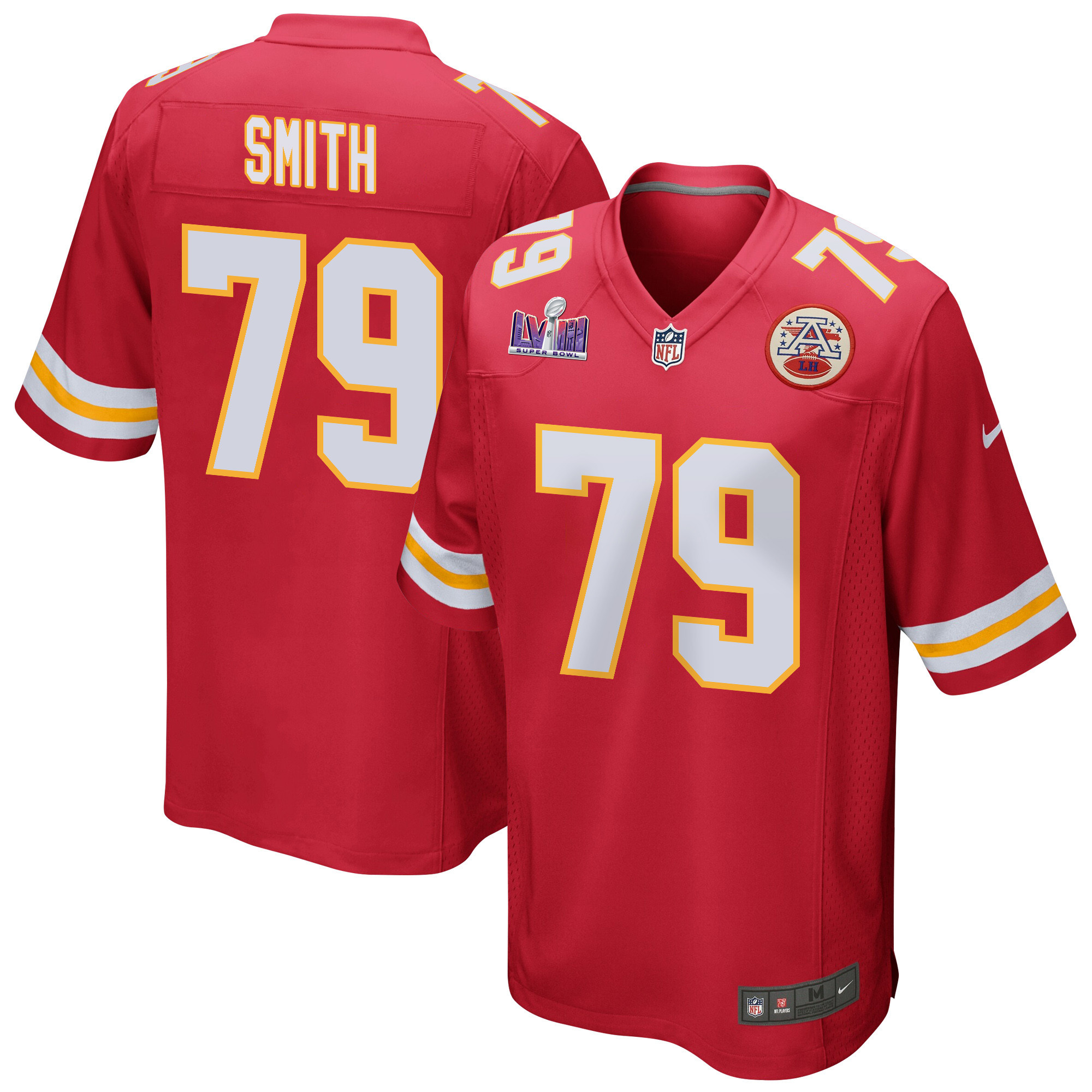Donovan Smith 79 Kansas City Chiefs Super Bowl LVIII Patch Game Men Jersey - Red JS7181 nicesnker