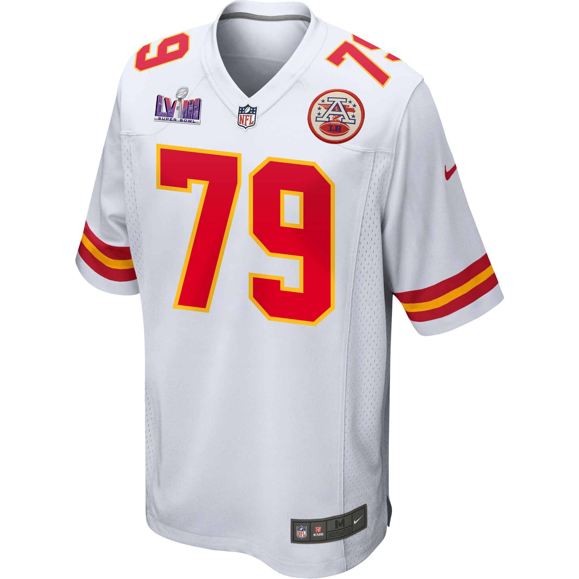 Alternative view of Donovan Smith 79 Kansas City Chiefs Super Bowl LVIII Patch Game Men Jersey - White JS1382 nicesnker