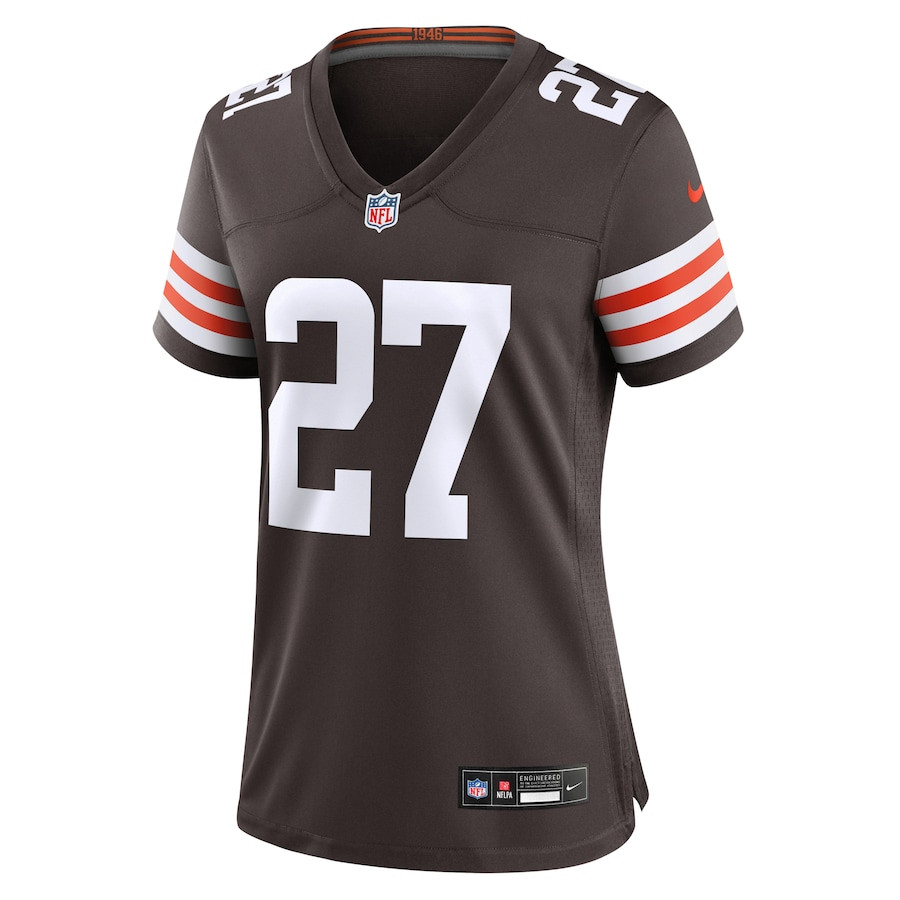 Alternative view of D'Onta Foreman 27 Cleveland Browns Women's Game Jersey - Brown JS6845 nicesnker