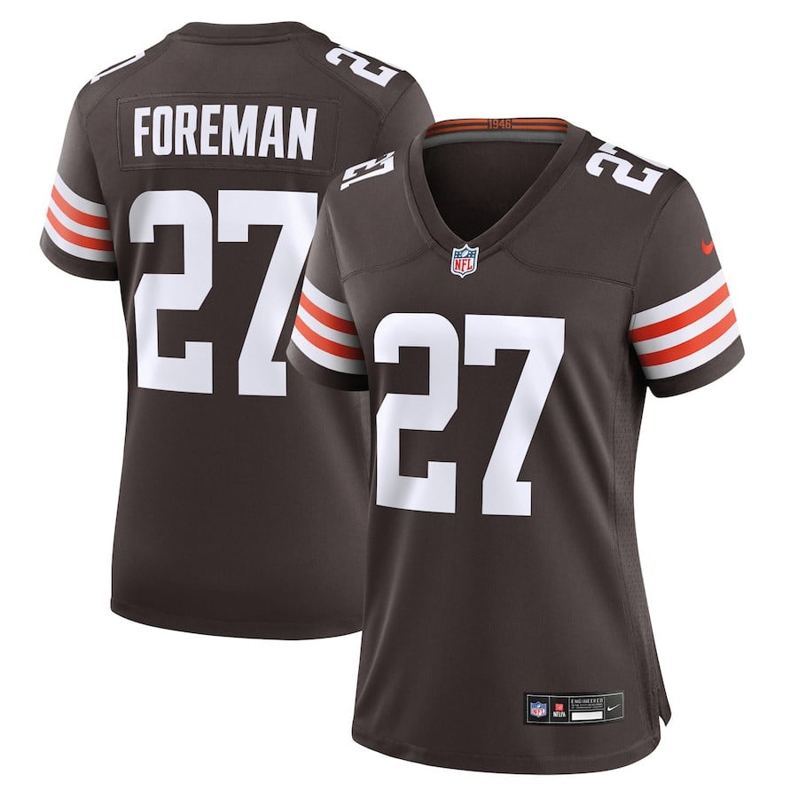 D'Onta Foreman 27 Cleveland Browns Women's Game Jersey - Brown JS6845 nicesnker