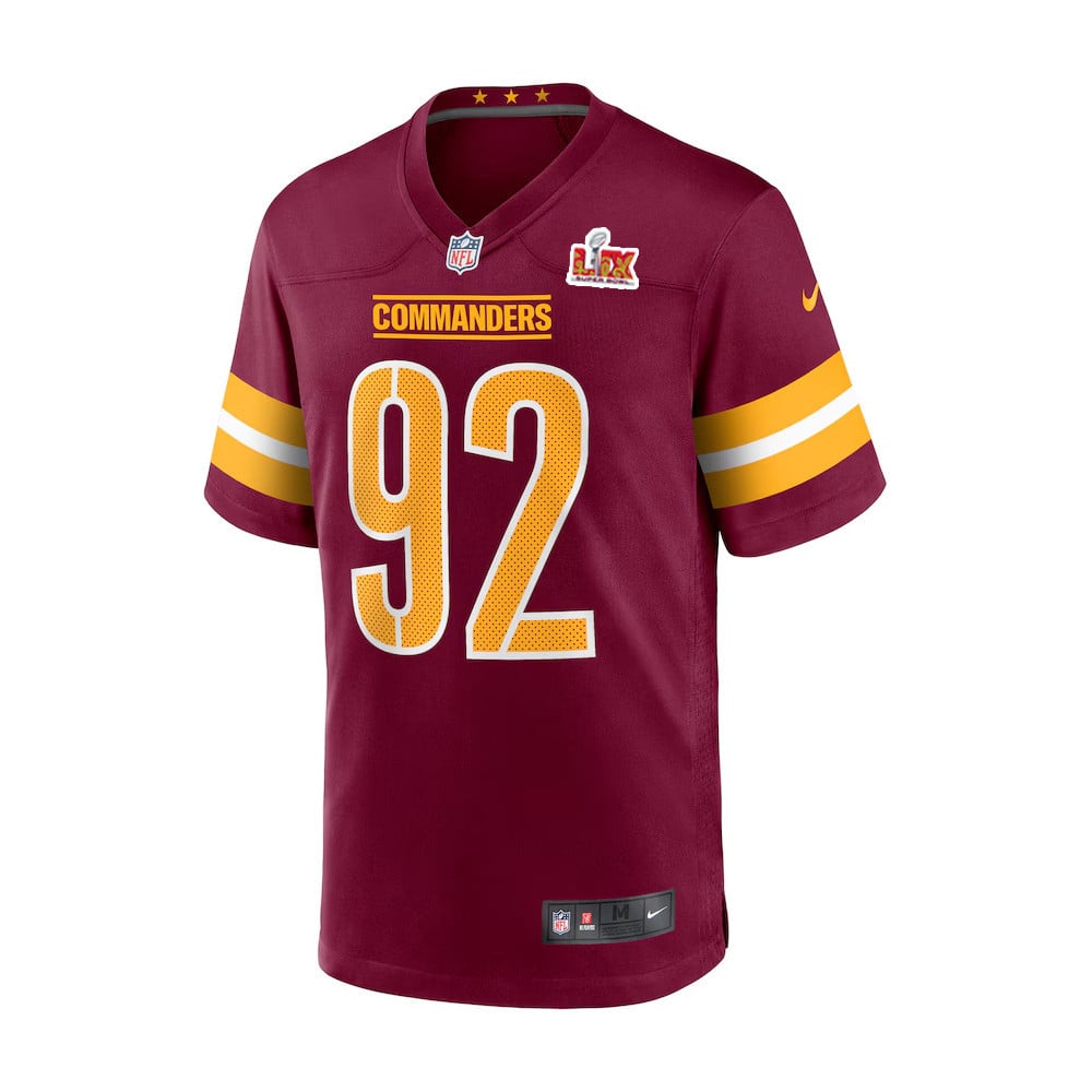 Alternative view of Dorance Armstrong #92 Washington Commanders Super Bowl LIX Jersey - Men's - Burgundy JS9277 nicesnker