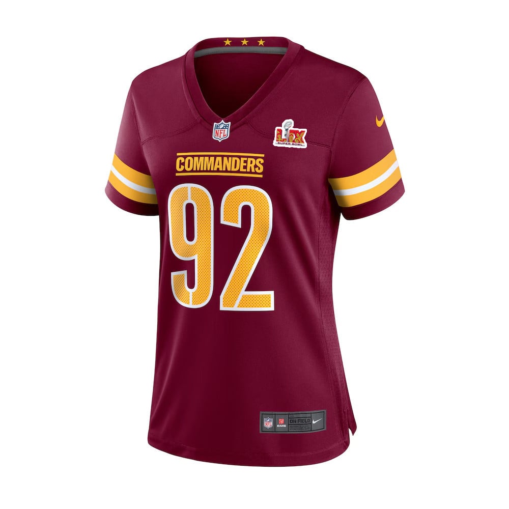 Alternative view of Dorance Armstrong #92 Washington Commanders Super Bowl LIX Women's Jersey - Burgundy JS3170 nicesnker