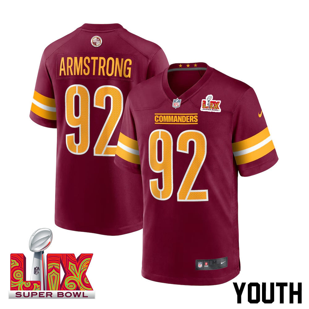 Dorance Armstrong #92 Washington Commanders Super Bowl LIX Youth Jersey - Burgundy JS5816 nicesnker