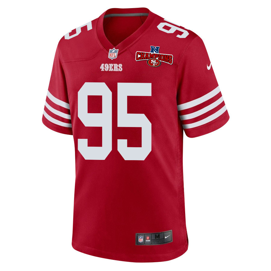 Alternative view of Drake Jackson 95 San Francisco 49ers NFC Champions Patch Game Men Jersey - Scarlet JS9276 nicesnker