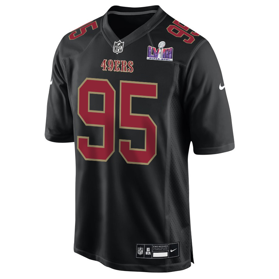 Alternative view of Drake Jackson 95 San Francisco 49ers Super Bowl LVIII Patch Fashion Game Men Jersey - Carbon Black JS9105 nicesnker