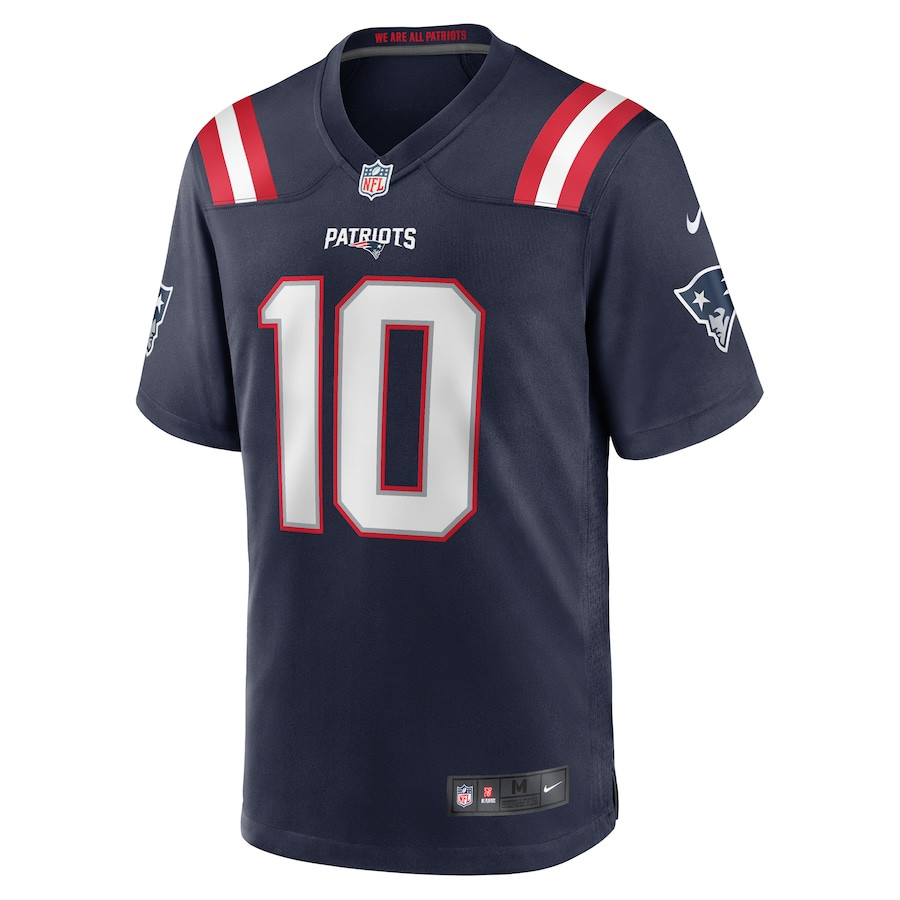 Alternative view of Drake Maye 10 New England Patriots 2024 NFL Draft First Round Pick Player Game Jersey - Navy JS1410 nicesnker