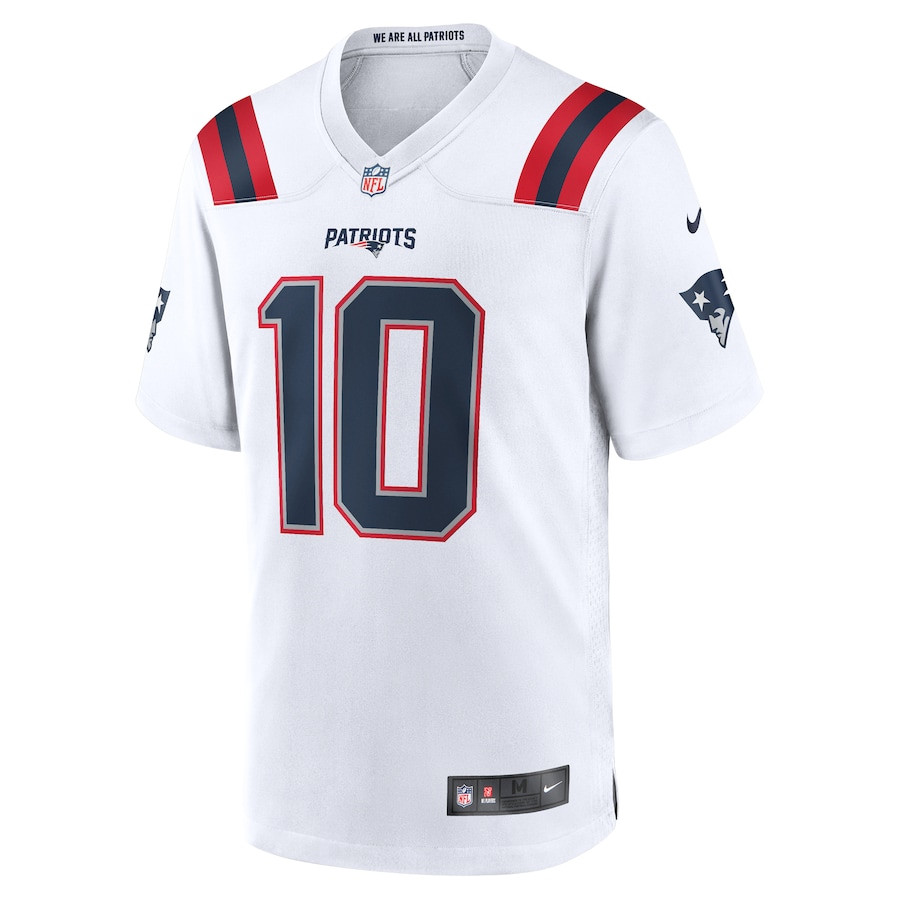 Alternative view of Drake Maye 10 New England Patriots 2024 NFL Draft First Round Pick Player Game Jersey - White JS8034 nicesnker