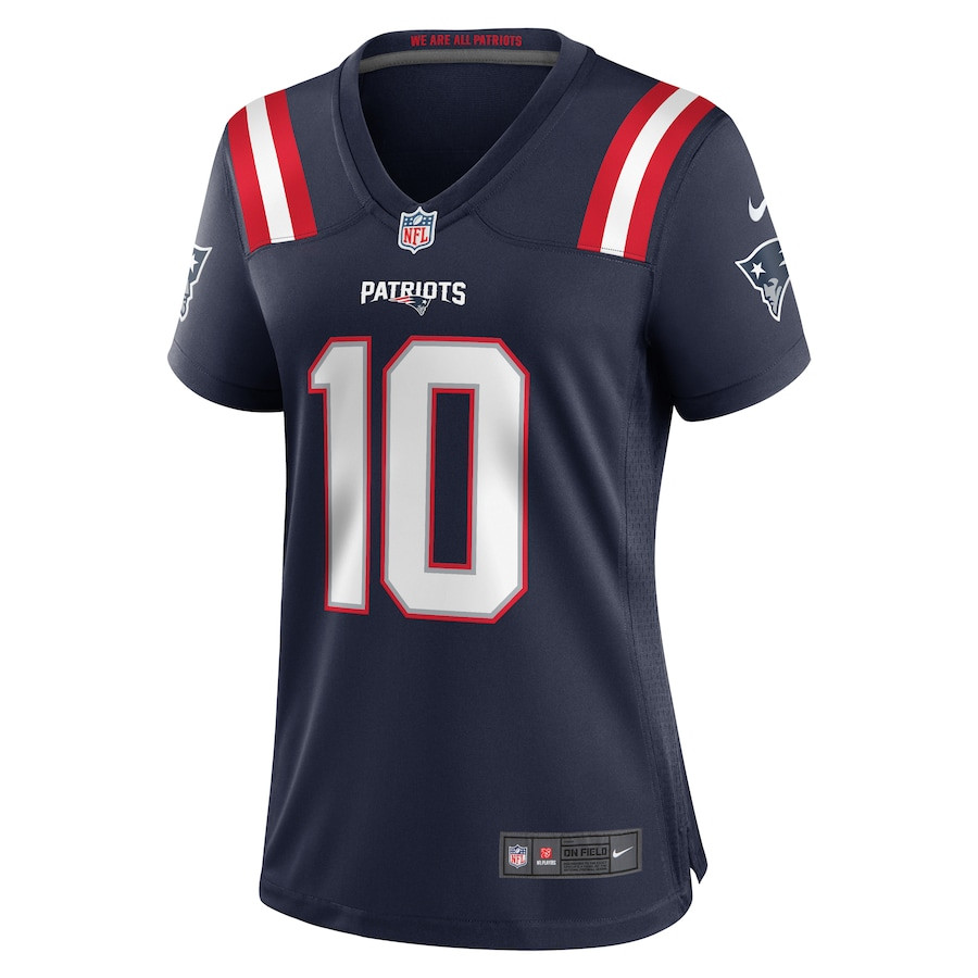 Alternative view of Drake Maye 10 New England Patriots 2024 NFL Draft First Round Pick Player Game Women Jersey - Navy JS4871 nicesnker