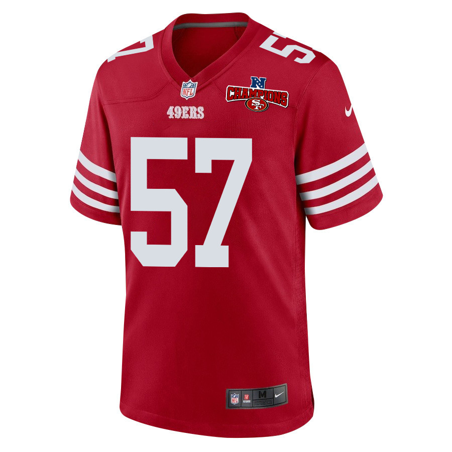 Alternative view of Dre Greenlaw 57 San Francisco 49ers NFC Champions Patch Game Men Jersey - Scarlet JS7929 nicesnker