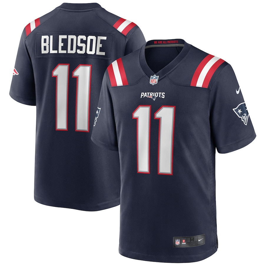 Drew Bledsoe 11 New England Patriots Men Game Retired Jersey - Navy JS7425 nicesnker