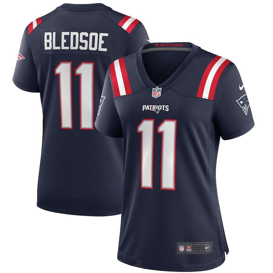 Drew Bledsoe 11 New England Patriots Women Game Retired Jersey - Navy JS1538 nicesnker