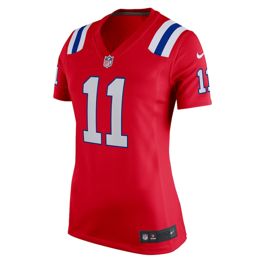 Alternative view of Drew Bledsoe 11 New England Patriots Women Retired Game Jersey - Red JS9895 nicesnker