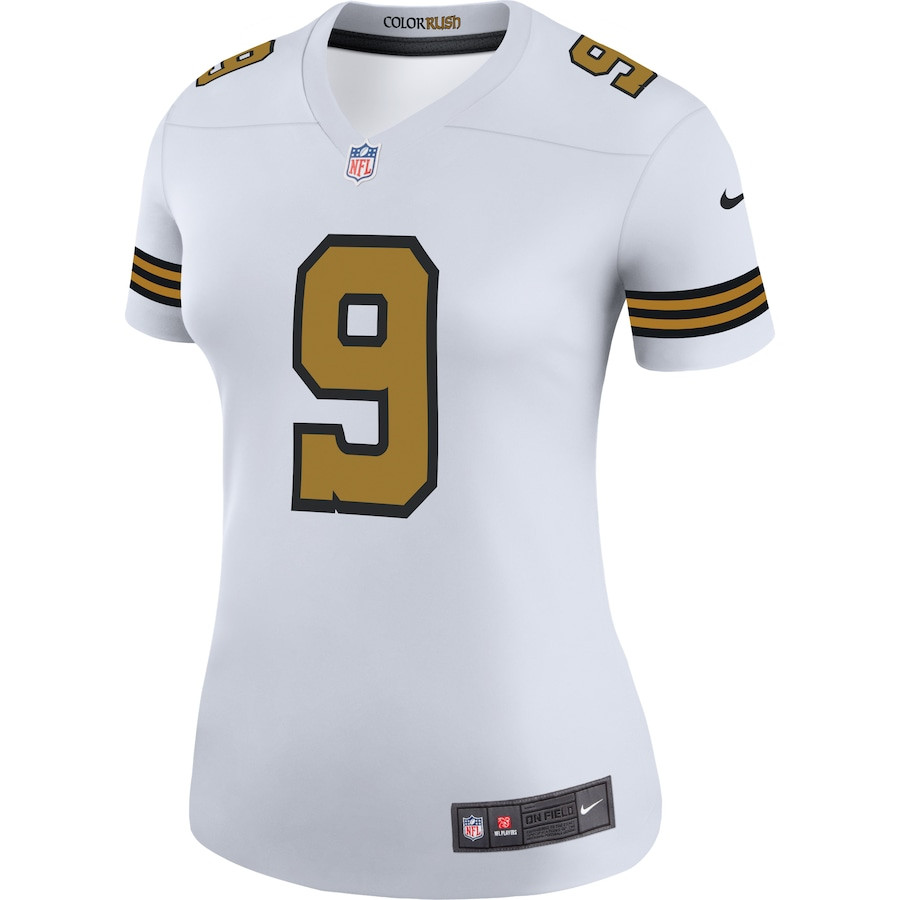 Alternative view of Drew Brees 9 New Orleans Saints Women Color Rush Legend Jersey - White JS2291 nicesnker