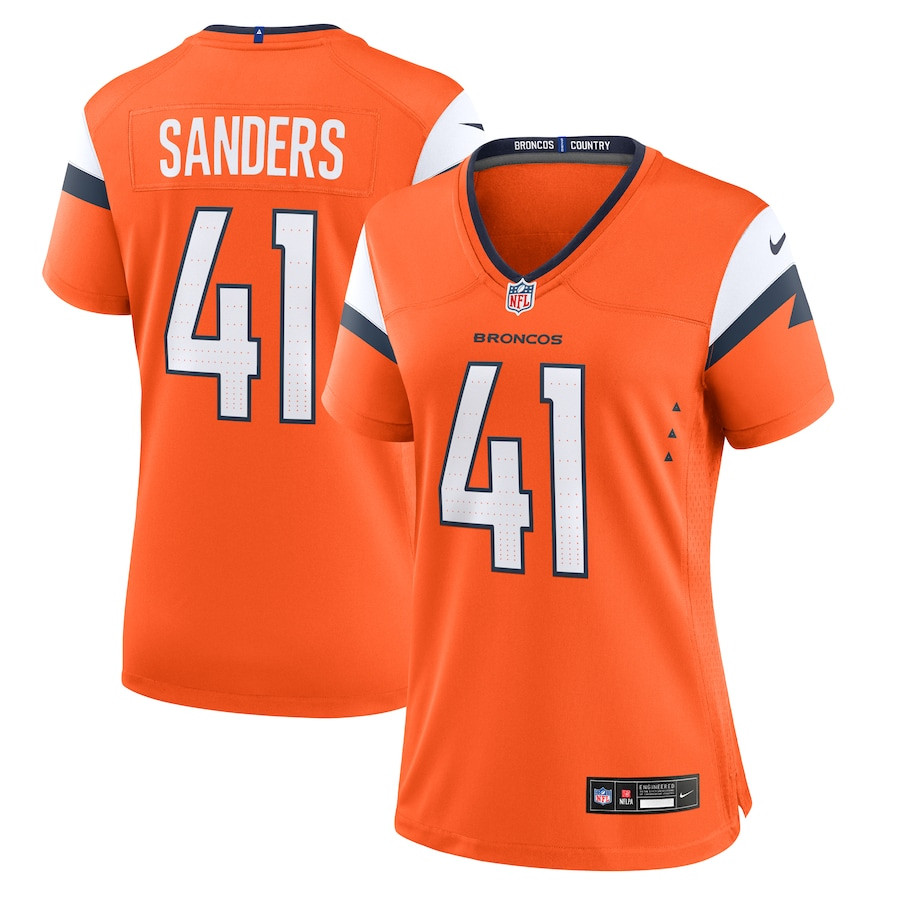 Drew Sanders 41 Denver Broncos Women's Team Game Jersey - Orange JS7517 nicesnker