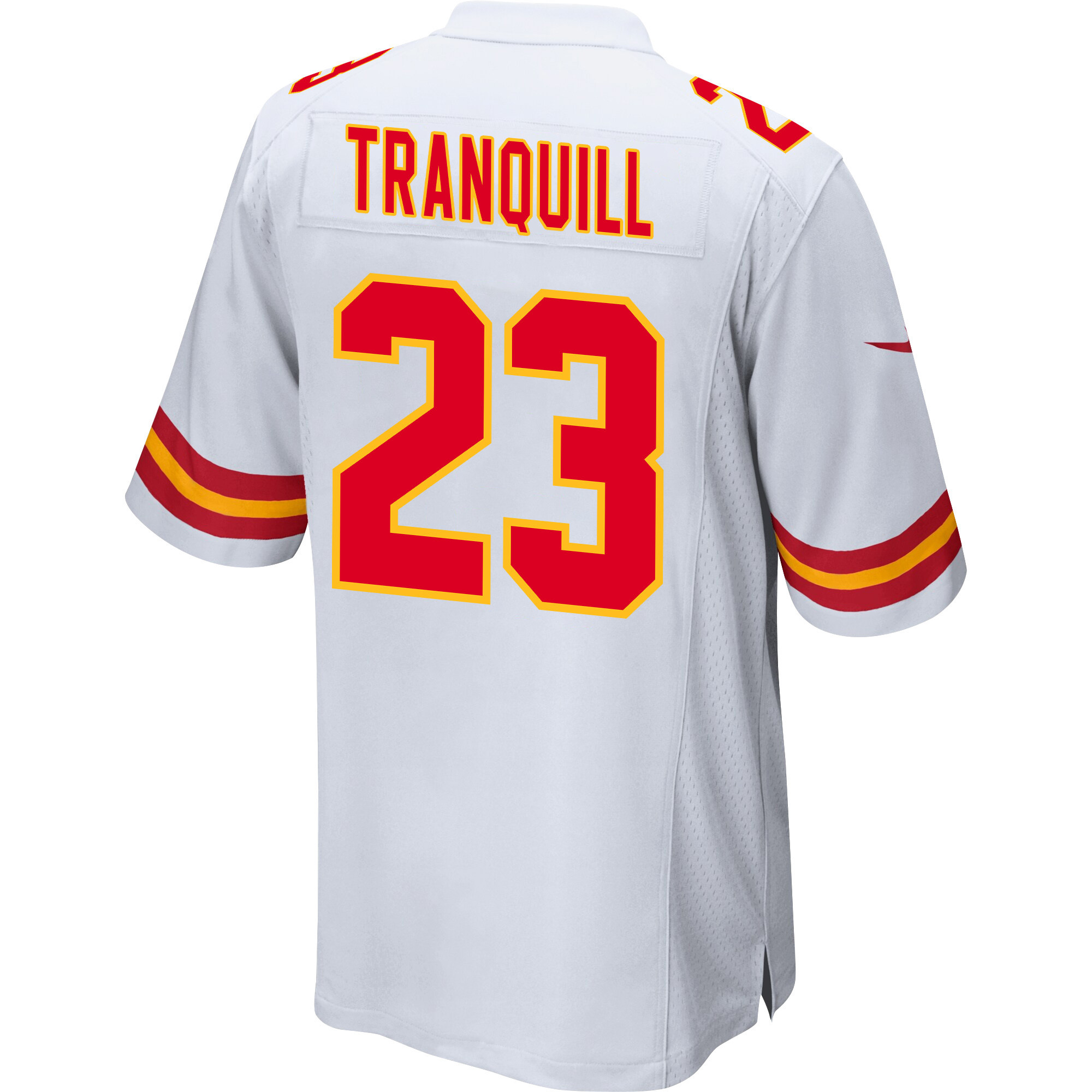 Drue Tranquill 23 Kansas City Chiefs Super Bowl LVIII Champions 4 Stars Patch Game Men Jersey - White JS6586 nicesnker - Image 3