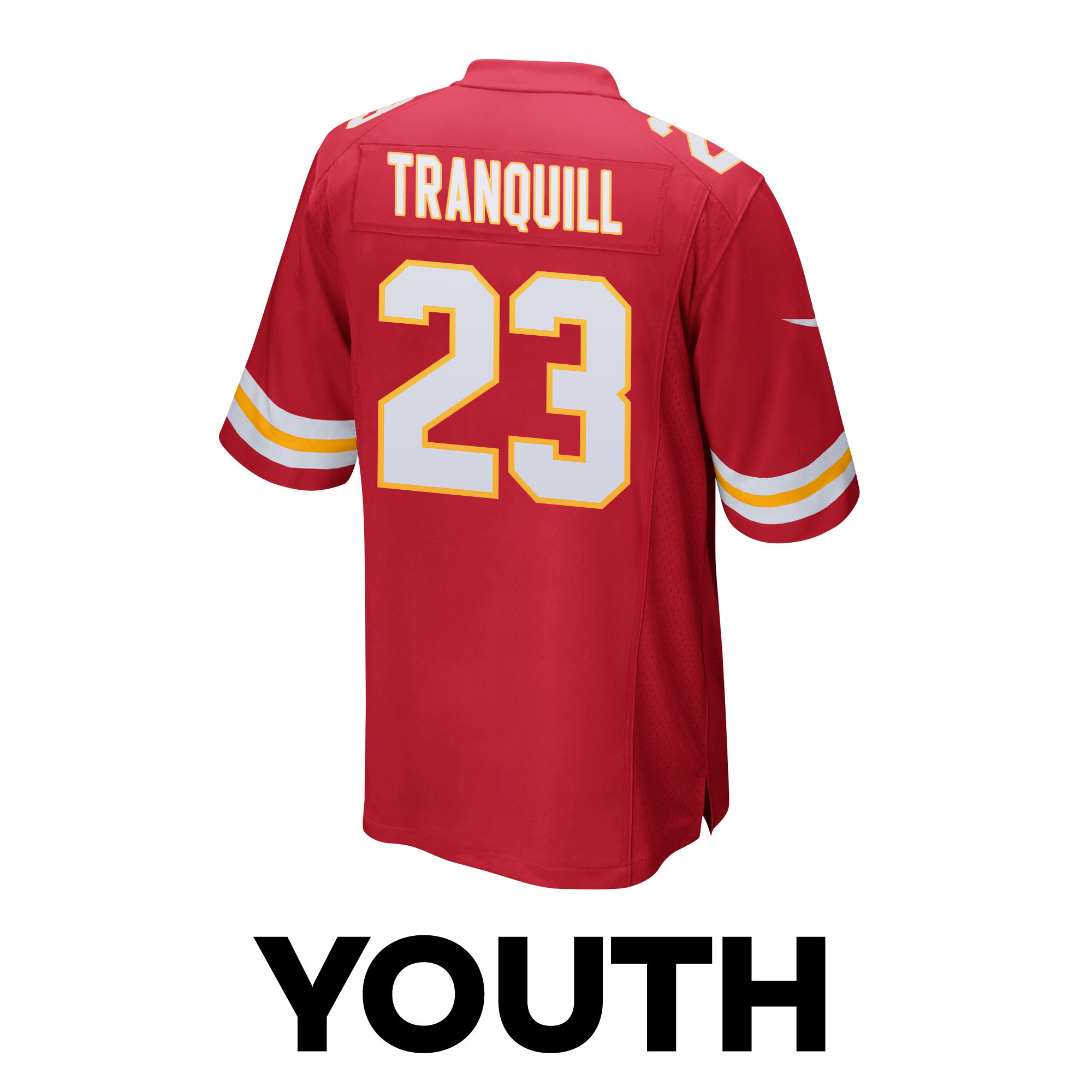 Drue Tranquill 23 Kansas City Chiefs Super Bowl LVIII Champions 4X Game YOUTH Jersey - Red JS7420 nicesnker - Image 3