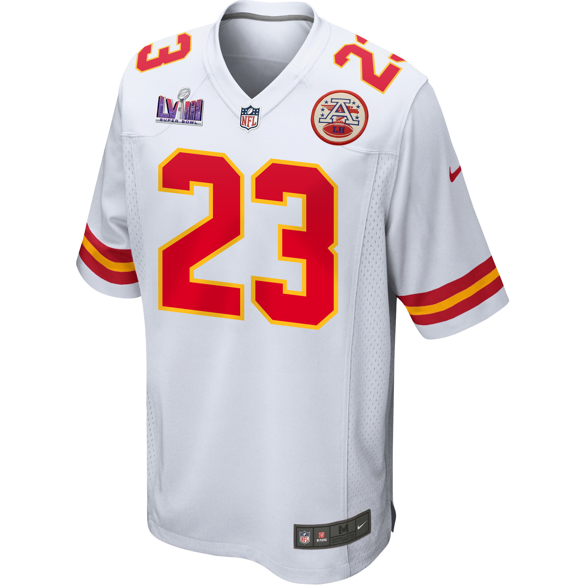 Alternative view of Drue Tranquill 23 Kansas City Chiefs Super Bowl LVIII Patch Game Men Jersey - White JS2427 nicesnker
