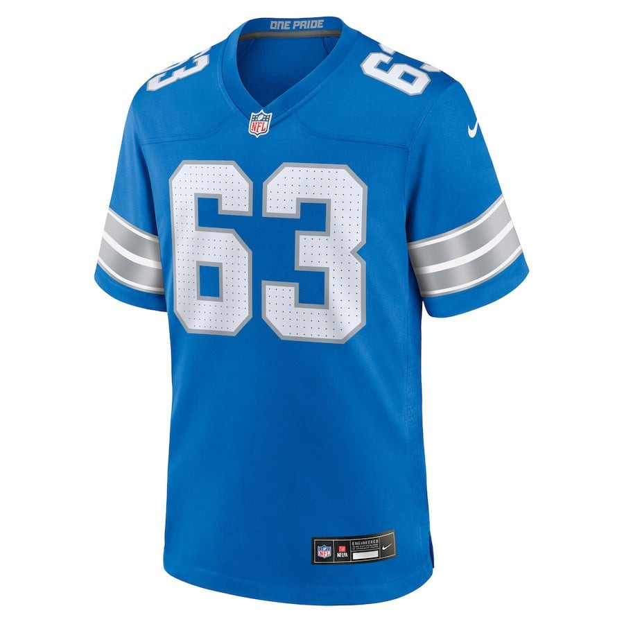 Alternative view of Duke Clemens 63 Detroit Lions Game Men Jersey - Blue JS6021 nicesnker