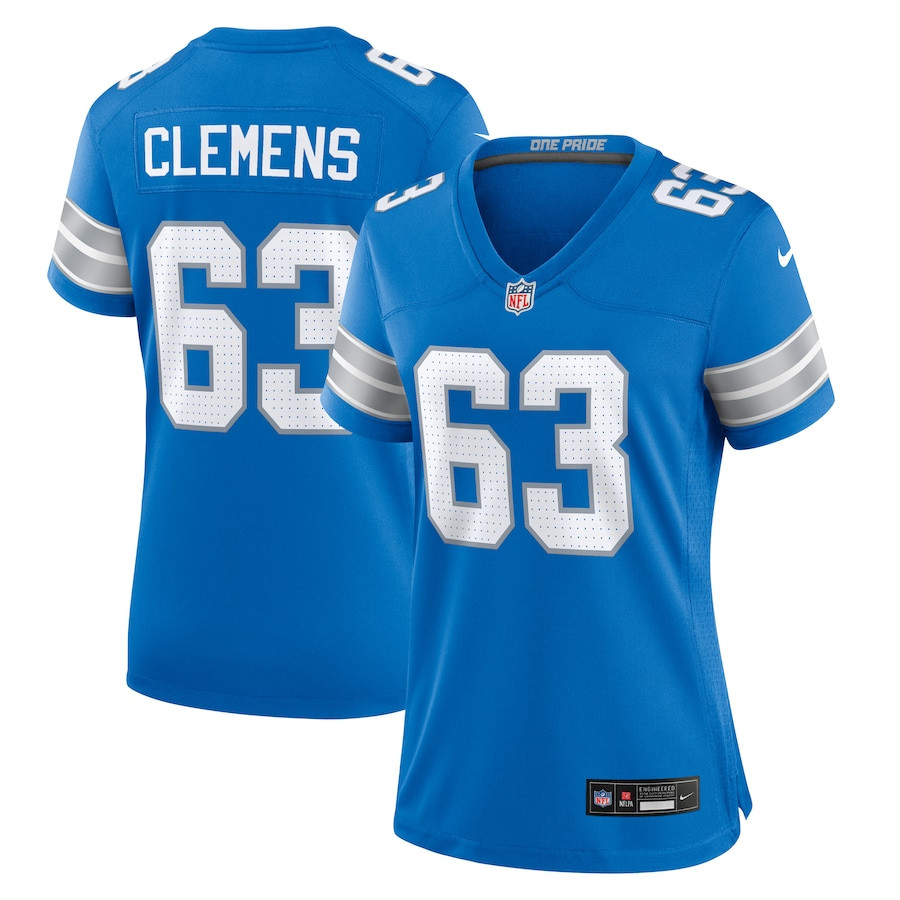Duke Clemens 63 Detroit Lions Women's Game Jersey - Blue JS9322 nicesnker