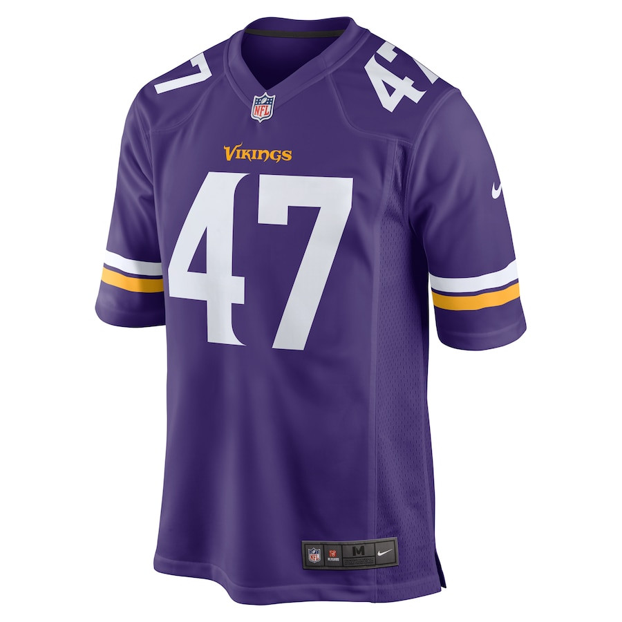 Alternative view of Dwight McGlothern Jr. 47 Minnesota Vikings Game Men Jersey - Purple JS4715 nicesnker
